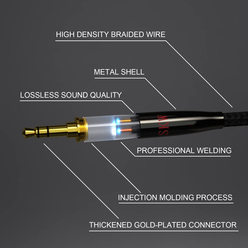 SKW Aux Cable for Car(Hi-Fi Sound),3.5 mm Stereo Audio Cable, 1/8â€³ Headphone Jack Cord for Home Stereo, iPhone, iPod, IPad, Echo Dot, Sony & More 3.2(1m) - Image 4